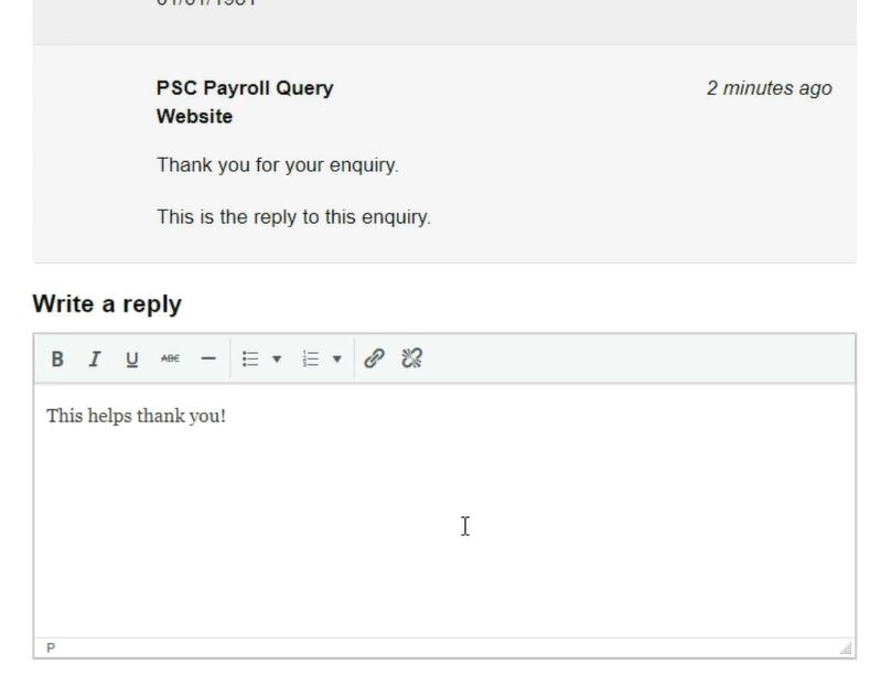 A screenshot showing a reply to your query with the ability to respond back.