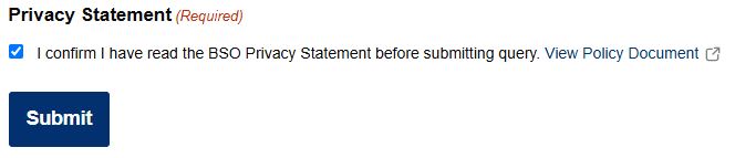 A screenshot of the privacy statement field. It shows a link to the privacy document and has a checkbox to confirm you have read this. 